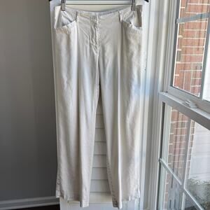 J. JILL Pants Womens 10 Cream Linen Blend Summer Cruise Resort Wear